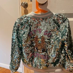 Adorable, bunny-themed sequined, bomber jacket, 5T